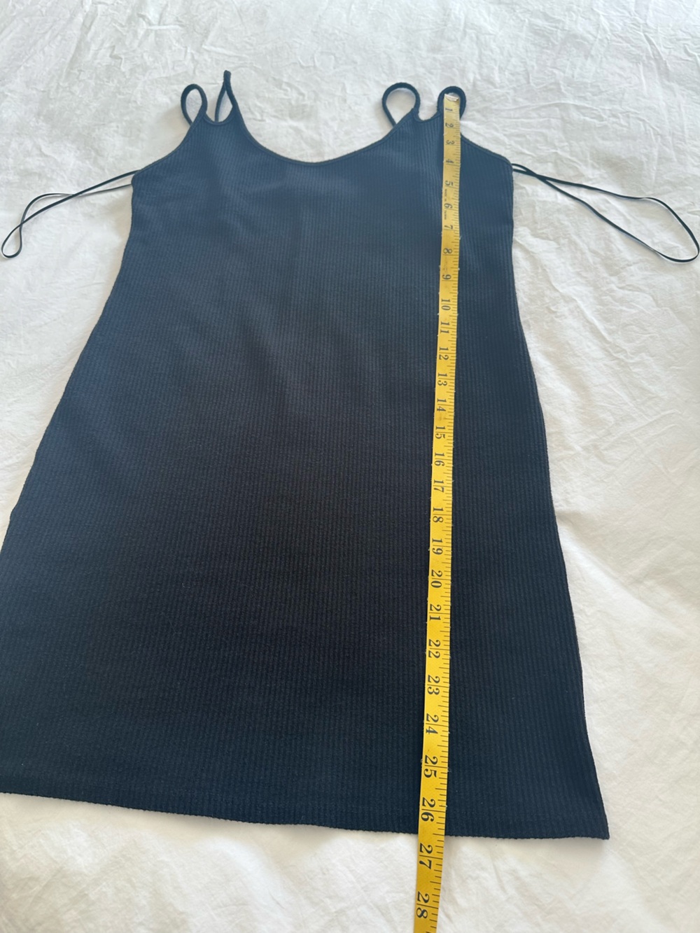 Zara black double strap ribbed tank top, size large - Picture 8 of 9